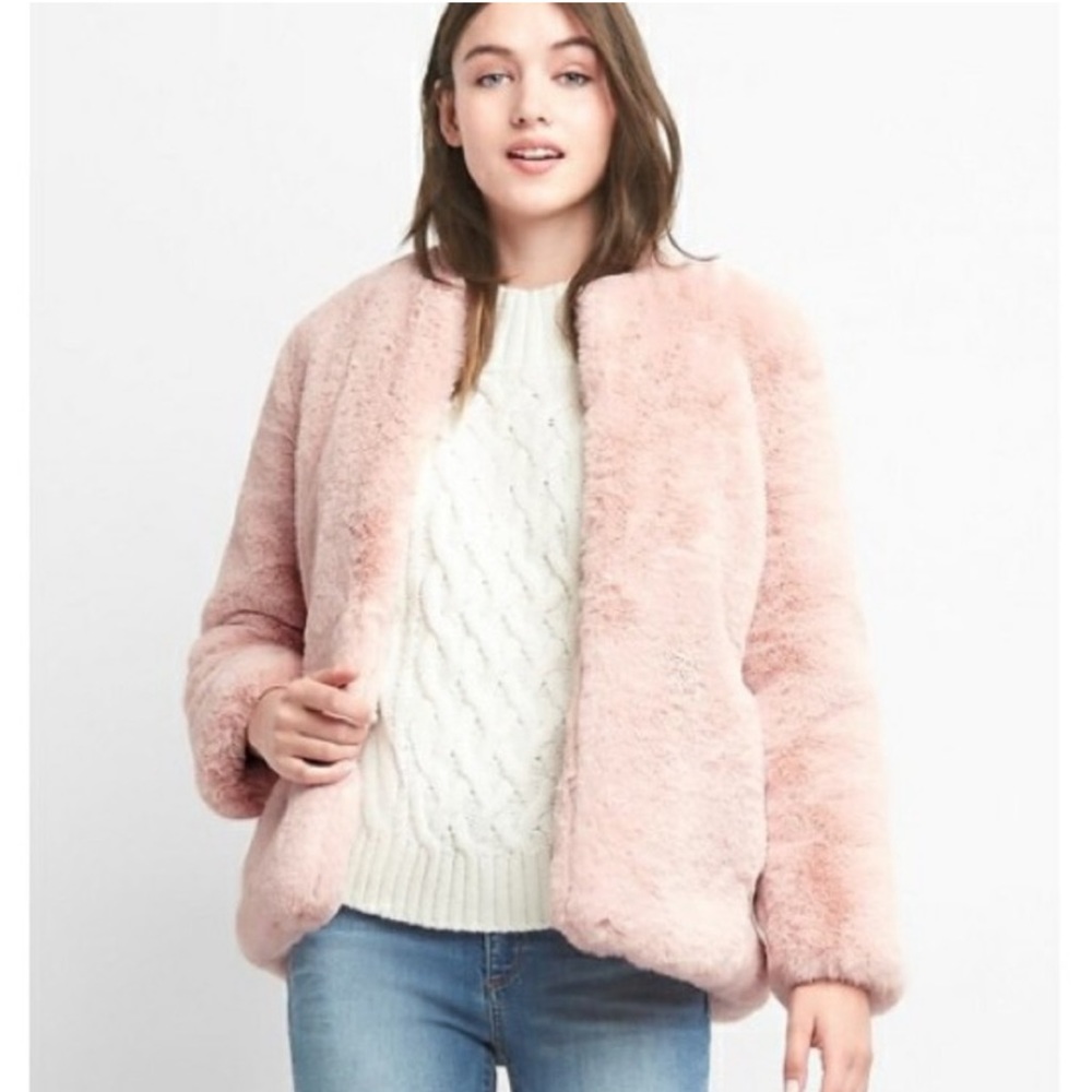 NWOT GAP Faux Fur Pink Coat